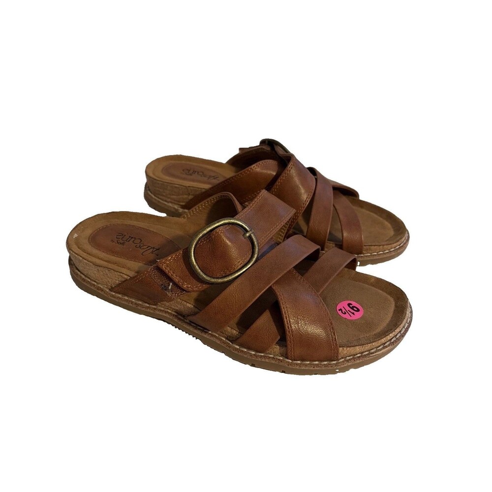 Eurosoft by Sofft Women’s 9.5 Brown Strappy Comfort Wedge Sandals Slides
